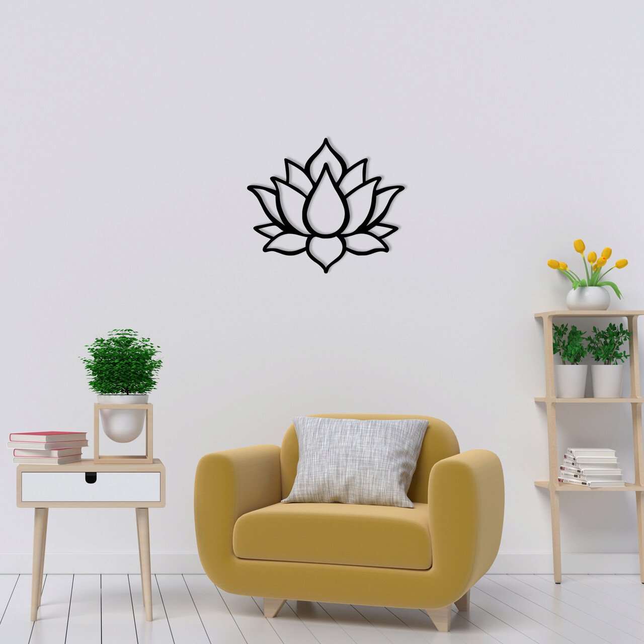 Decoratiune de perete, Lotus Flower 1 Metal  Decor, metal, 50 x 43 cm, negru - imagine 7